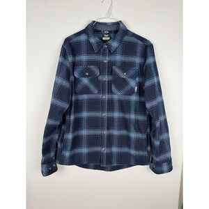 Colorado Clothing Men M Shacket Blue/Navy Plaid Thick Flannel‎ w/Pockets